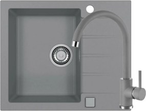 Set chiuveta bucatarie Alveus Cadit 10 gri 59x50 cm si baterie Kati monocomanda