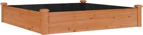 vidaXL Strat grădină înălțat căptușeală, maro 120x120x25 cm lemn brad