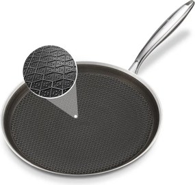 Tigaie pentru clatite Swiss Haus SH-ZGCP28, 28 x 2,4 cm, Acoperire ceramica Sapphire, Fara PTFE/PFAS/PFOA, Inductie, Argintiu