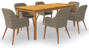 vidaXL Set mobilier de grădină, 7 piese, maro