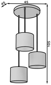 Pendul cu 3 becuri, 45x45x105 cm, Vespillo, Eltap (Culoare: Alb)