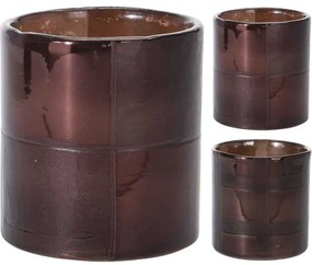 Suport lumanare din sticla, 10x11cm, culoare grena