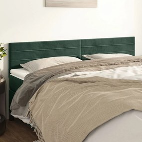 vidaXL Tăblii de pat, 2 buc, verde închis, 80x5x78/88 cm, catifea