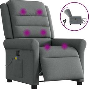 vidaXL Fotoliu electric de masaj rabatabil, gri închis, textil