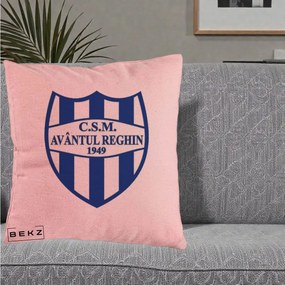 Perna Personalizata CSM Avantul Reghin 1949, 40x40 cm, Roz, Husa Detasabila, Perna Inclusa, BEKZ®