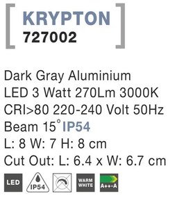 Proiector iluminat trepte din aluminiu gri inchis KRYPTON