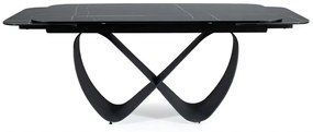 Set masa extensibila Infinity Ceramic negru/negru mat - L160-240 cm + 3 scaune Cherry piele olive + 2 scaune Cherry piele gri