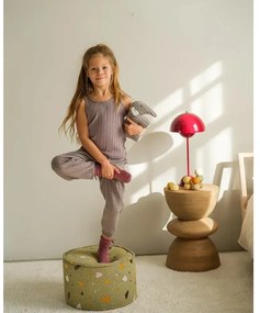 Puf de copii verde cu tapițerie din țesătură bouclé/cu tapițerie din chenille Terrazzo – Wigiwama