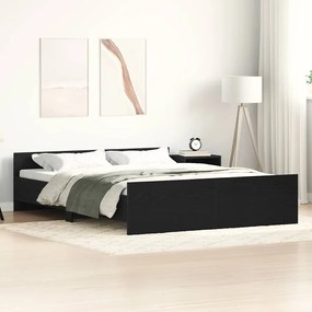 vidaXL Cadru pat fără saltea, stejar negru, 160x200 cm, lemn prelucrat