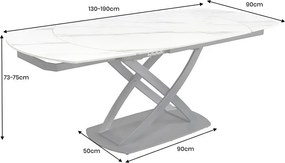 Masa extensibila cu design prin rotire Inception 130-190cm alb marmorat