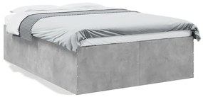 3280947 vidaXL Cadru de pat, gri beton, 135x190 cm, lemn prelucrat