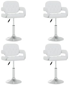 vidaXL Scaune de masă pivotante, 4 buc., alb, piele ecologică