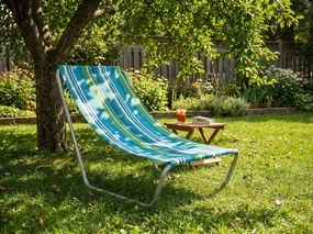 Sezlong pliabil de plaja SAND, albastru-alb