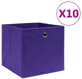 vidaXL Cutii de depozitare 10 buc. violet, 28x28x28 cm, textil nețesut