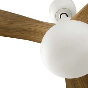 FARO 34361WT-11L Ventilator de tavan OUTWOOD L, 1xE27/15W, maro/alb, diam. 150 cm, WT, IP44, cu telecomandă