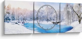 Tablou - Lac de gheață (cu ceas) (90x30 cm)