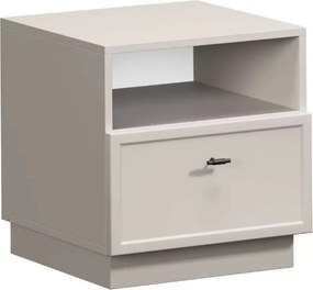 Noptieră cu sertar Lorini 45 cm - cașmir / mânere negre T-bar