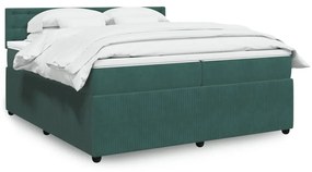 3287845 vidaXL Pat box spring cu saltea, verde închis, 200x200 cm, catifea