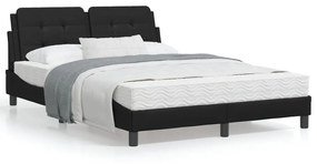 3208170 vidaXL Cadru de pat cu tăblie, negru, 120x200 cm, piele ecologică