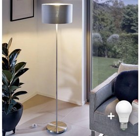 Lampă de podea LED TUNJA 1xE27/20W/230V, Ø 30 cm, crom mat/gri