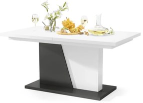 NOBLE NOIR  Alb mat/Antracite (Gri închis) - MASĂ EXTENSIBILĂ până la 218 cm, pentru 8, 10 persoane.