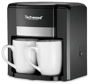 Cafetiera cu 2 cani Techwood TCA-206, 500W, Filtru permanent lavabil, Negru