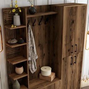 Cuier cu dulap pentru pantofi, rafturi și dulapViyana Walnut