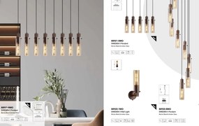 Lustra moderna cu 8 pendule Sweden II moca, chihlimbar