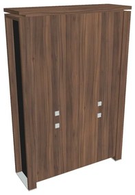 Dulap înalt Verno+ S 140 x 46 x 210 cm, divizat, nuc / negru