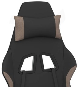 Scaun de gaming cu taburet, negru si gri taupe, textil 1, black and taupe, Cu suport de picioare