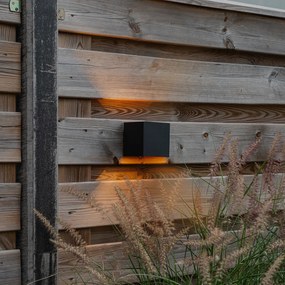 Aplică de perete exterioară neagră cu auriu inclusiv LED 2 lumini IP54 - Edwin