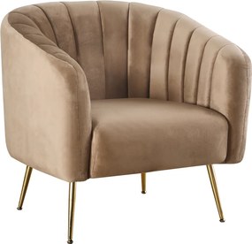Fotoliu de design, ţesătură Velvet maro/gold crom-auriu, BAGY