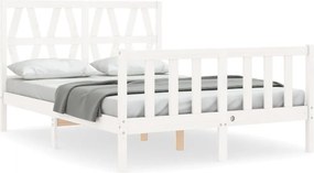 vidaXL Cadru de pat fără saltea, alb, 120x200 cm, lemn masiv pin