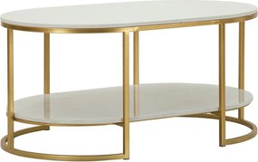 Măsuță de cafea albă-aurie cu blat din marmură 60x90 cm Izmir – Mauro Ferretti