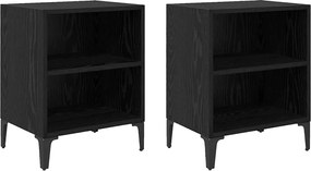 vidaXL Dulap de noapte 2 pcs Stejar Negru 40 x 30 x 50 cm