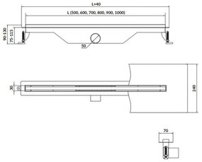 Set rigola dus cu capac Cersanit Tako 90 cm