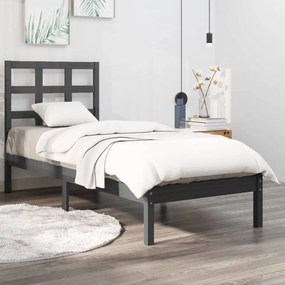 3105457 vidaXL Cadru de pat, gri, 90x200 cm, lemn masiv de pin