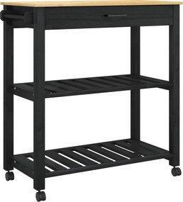 vidaXL Troler de Bucătărie MONZA Negru 84 x 40 x 88,5 cm