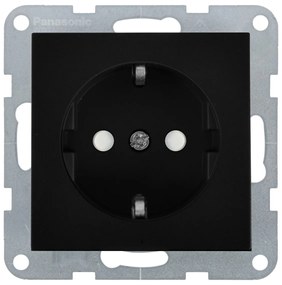 Priza simpla cu impamantare, protectie copii, 16A, IP20, Negru, Panasonic Karre Plus 55