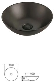 Lavoar pe blat Fluminia, Sexy Black, rotund, diametru 40 cm, negru mat