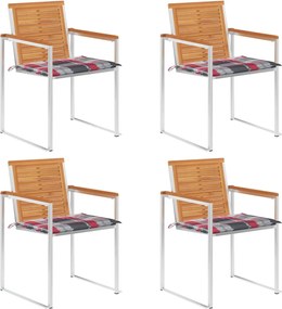 vidaXL Scaune de grădină cu perne, 4 buc., lemn masiv de acacia