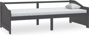 vidaXL Pat de zi cu 3 locuri, gri închis, 90x200 cm, lemn masiv pin