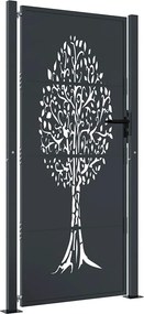 vidaXL Poartă de grădină antracit 100x200 cm oțel model copac