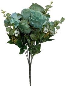 Trandafiri artificiali Caroline, Turcoaz, 45cm