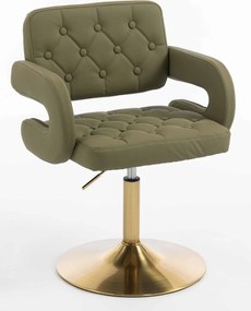 HR8403N Scaun Khaki Piele Ecologica Premium Soft cu Bază Aurie