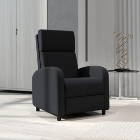 HOMCOM Fotoliu Relax Rabatabil Manual 160° cu Suport pentru Picioare, Fotoliu Ergonomic Tapițat cu Aspect de In pentru Dormitor, Birou, Living și Sufragerie, Negru | Aosom Romania