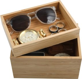 Organizator de baie în culoare naturală pentru cosmetice, din bambus Isalys – MSV