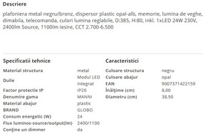 Plafoniera LED moderna cu telecomanda MANNI 24W