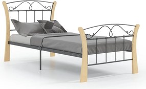 vidaXL Cadru de pat, negru, 90x200 cm, metal