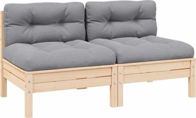 vidaXL Canapea de grădină cu 2 locuri, cu perne gri, lemn masiv pin